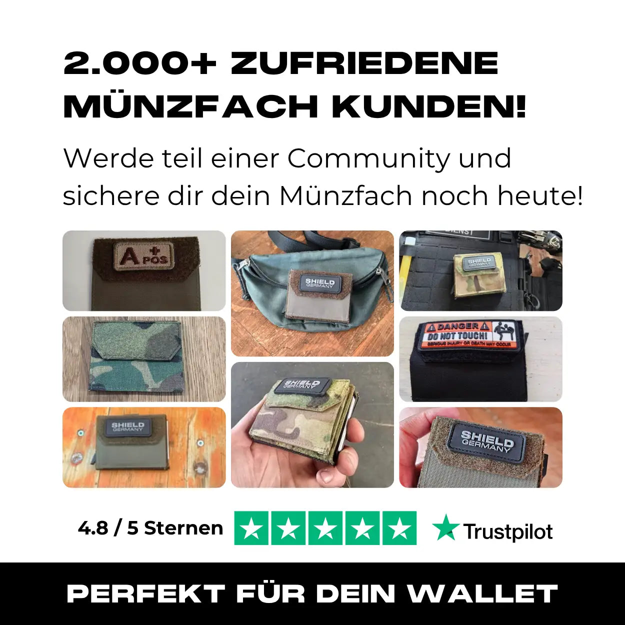 Tactical Wallet Münzfach - Schwarz